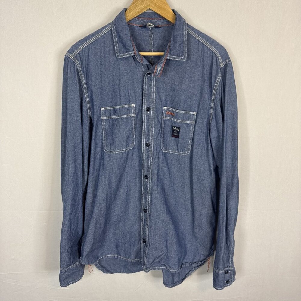 Diesel Industry Denim Shirt XL Blue Contrast Stitch Workwearā Western